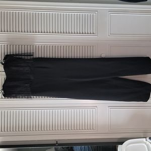 Black wide leg jumpsuit with fringe